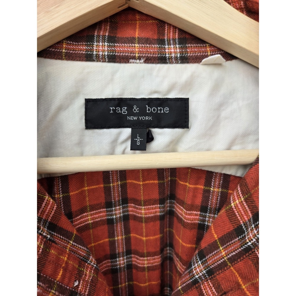 Rag And Bone Pursuit Rove Flannel Plaid Button Down Shirt Mens Large Red - Picture 3 of 13